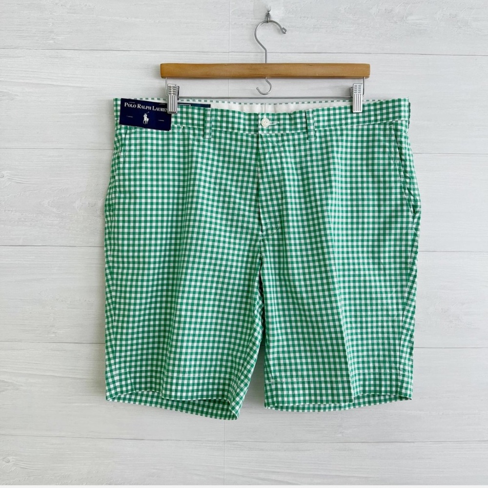 NEW Polo Ralph Lauren Gingham Shorts! Green & White Check  Suffield Style Cotton